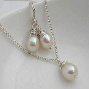 Baroque 11-12MM Pearl 925 Earrings Necklace Set Mother's CARNIVAL Year