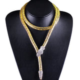 Baroque Beauty Snake Long Necklace Crystal Choker Waist Chain