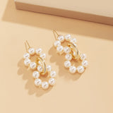 Baroque Freshwater Pearls Hoop Earrings Geometric Round Statement Jewelry