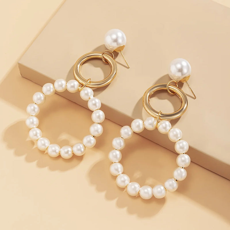 Baroque Freshwater Pearls Hoop Earrings Geometric Round Statement Jewelry