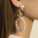 Baroque Freshwater Pearls Hoop Earrings Geometric Round Statement Jewelry