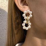 Baroque Freshwater Pearls Hoop Earrings Geometric Round Statement Jewelry