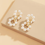 Baroque Freshwater Pearls Hoop Earrings Geometric Round Statement Jewelry