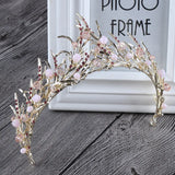 Baroque Vintage Princess Hair Crown Pink Rhinestone Wedding Accessory