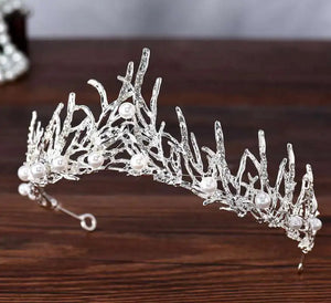 Baroque Vintage Princess Hair Crown Pink Rhinestone Wedding Accessory