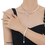Baroque Bracelet Pearl French S925 Sterling Silver Textured Chain Female