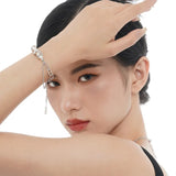 Baroque Bracelet Pearl French S925 Sterling Silver Textured Chain Female