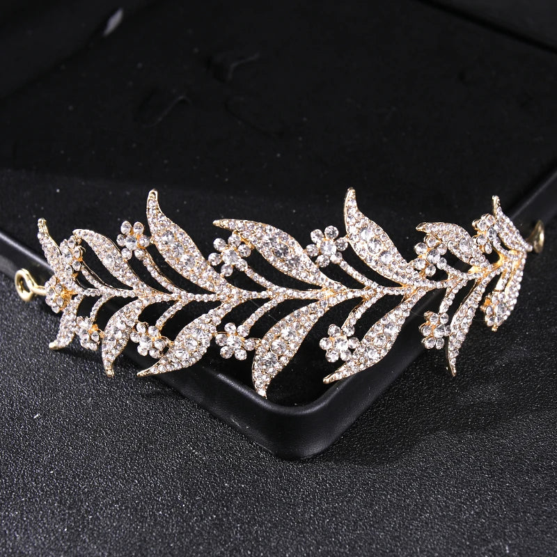 Baroque Crystal Rhinestone Flower Tiara Hairband Wedding Hair Accessory