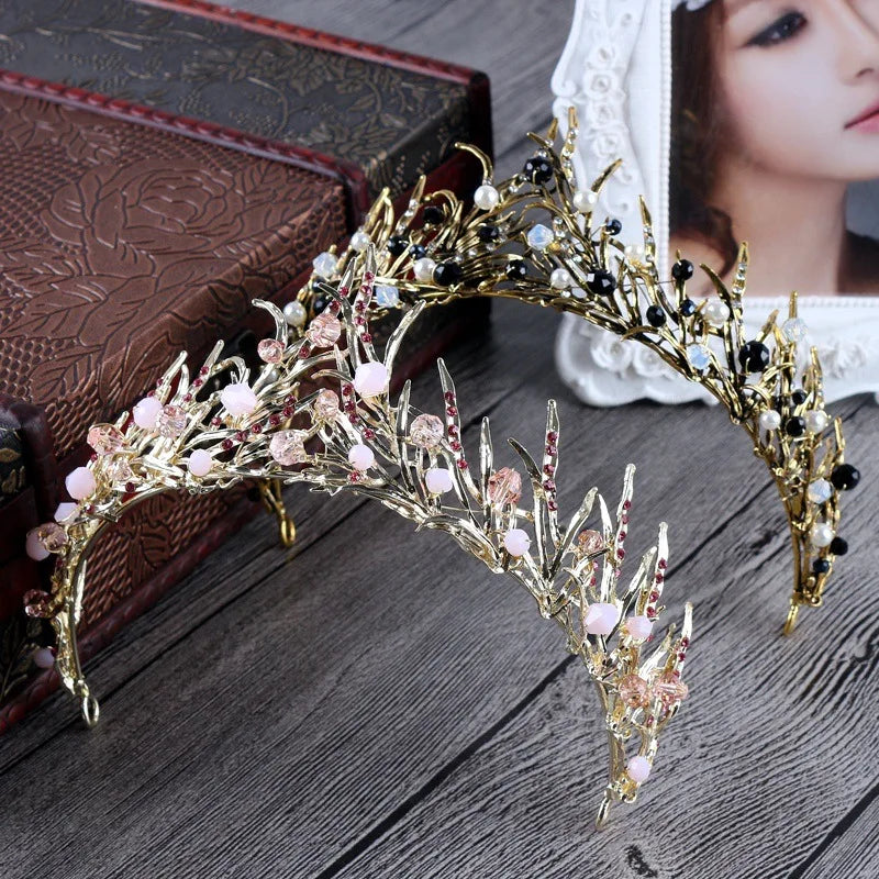 Vintage Princess Hair Crown Bronze Baroque Quinceanera Wedding Hair Accessory