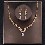 Baroque Crystal Bridal Jewelry Set - Rhinestone Necklace Earring Set