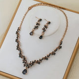 Baroque Crystal Bridal Jewelry Set - Rhinestone Necklace Earring Set