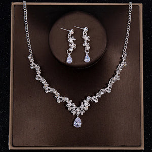 Baroque Crystal Bridal Jewelry Set - Rhinestone Necklace Earring Set