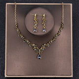 Baroque Crystal Bridal Jewelry Set - Rhinestone Necklace Earring Set
