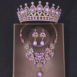 Baroque Crystal Crown Tiara For Women Bride Rhinestone Bridal Jewelry Set