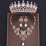 Baroque Crystal Crown Tiara For Women Bride Rhinestone Bridal Jewelry Set