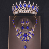 Baroque Crystal Crown Tiara For Women Bride Rhinestone Bridal Jewelry Set