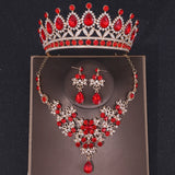 Baroque Crystal Crown Tiara For Women Bride Rhinestone Bridal Jewelry Set