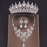 Baroque Crystal Crown Tiara For Women Bride Rhinestone Bridal Jewelry Set