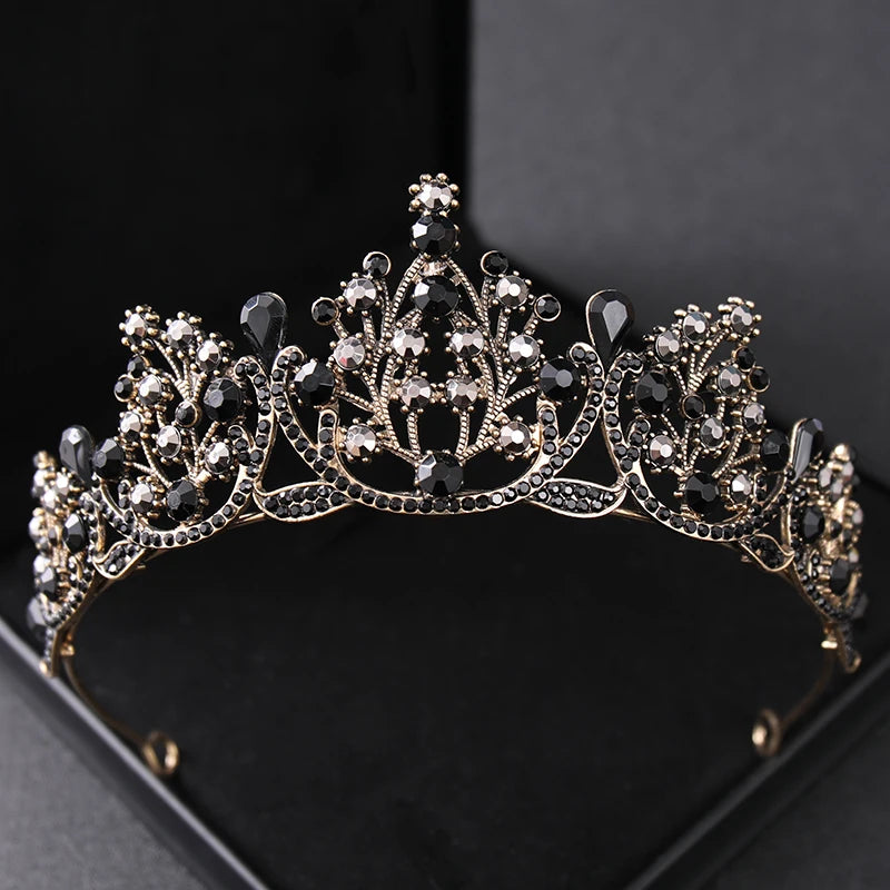 Baroque Crystal Crown Tiara Vintage Rhinestone Women Crowns And Tiaras