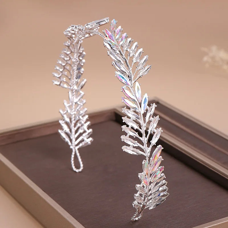 Baroque Crystal Headband Tiara for Women Bride Crown Prom Party