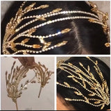 Baroque Crystal Rhinestone Pearls Tassel Hairband Bridal Tiara