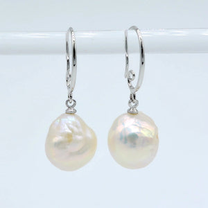 Baroque Pearl Flame Ball Shape Silver Earrings