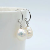Baroque Pearl Flame Ball Shape Silver Earrings