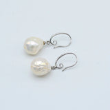 Baroque Pearl Flame Ball Shape Silver Earrings