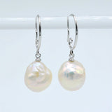 Baroque Pearl Flame Ball Shape Silver Earrings