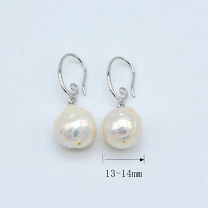 Baroque Pearl Flame Ball Shape Silver Earrings