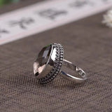 Baroque Ethnic Style Vintage Silver Inlaid Gemstone Ring