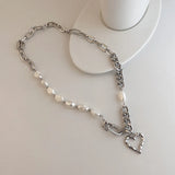 Baroque Freshwater Natural Pearl Heart Pendant Necklace for Women Girls