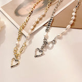 Baroque Freshwater Natural Pearl Heart Pendant Necklace for Women Girls