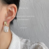 Baroque Freshwater Pearl Bumpy Foil Stud Earrings Retro Copper 14k