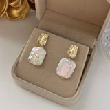 Baroque Freshwater Pearl Bumpy Foil Stud Earrings Retro Copper 14k