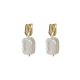 Baroque Freshwater Pearl Bumpy Foil Stud Earrings Retro Copper 14k