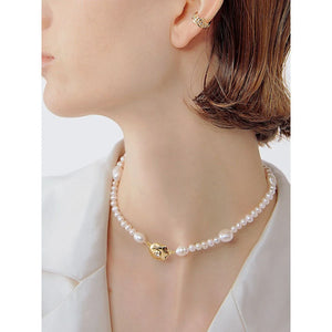 Baroque Freshwater Pearl Necklace Women's French Retro Collarbone Chain