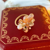 Baroque Pearl Zircon Flower Ring for Women Elegant Jewelry