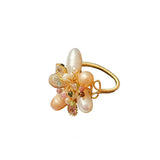 Baroque Pearl Zircon Flower Ring for Women Elegant Jewelry