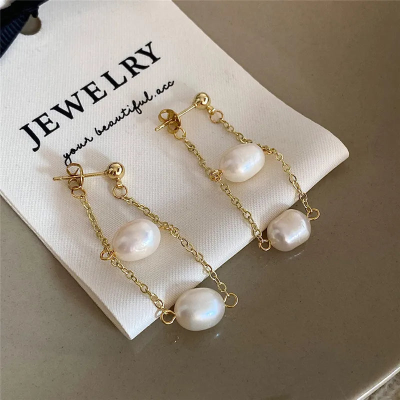 Baroque Freshwater Pearls Pendant Earrings European American Style
