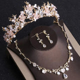 Baroque Butterfly Crystal Jewelry Set Rhinestone Choker Earrings Tiara Crown