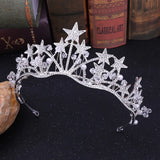 Baroque Star Crystal Pearl Wedding Tiaras Bridal Crown Rhinestone