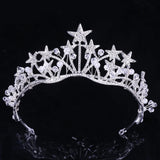 Baroque Star Crystal Pearl Wedding Tiaras Bridal Crown Rhinestone