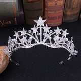 Baroque Star Crystal Pearl Wedding Tiaras Bridal Crown Rhinestone