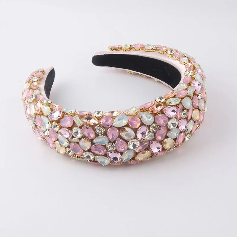 Exaggerated Crystal Crown Headband Bohemian Tiara Wedding