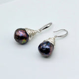Baroque Freshwater Pearl Drop Earrings, Silver Wire Braided