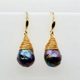 Baroque Freshwater Pearl Drop Earrings, Silver Wire Braided