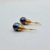 Baroque Freshwater Pearl Drop Earrings, Silver Wire Braided