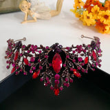 Red Crystal Hair Crown Tiara Baroque Princess Rhinestone Hair Ornaments