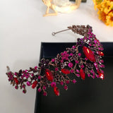Red Crystal Hair Crown Tiara Baroque Princess Rhinestone Hair Ornaments